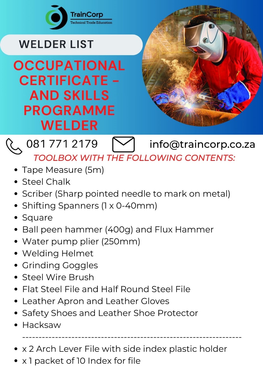 Tool list for Welding